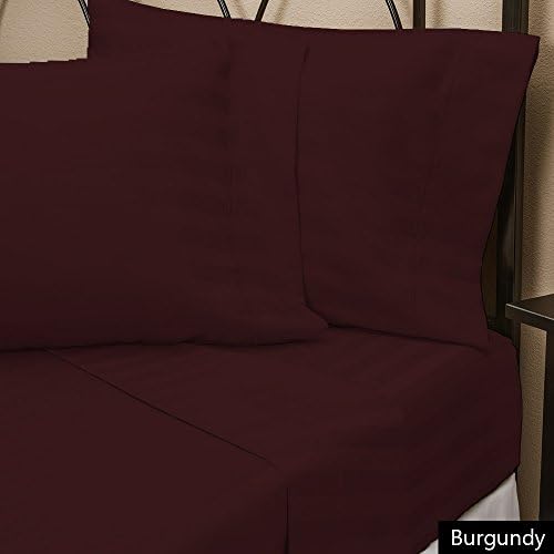 Stripe Pattern New 4 PCs Sheet Set 15" Deep Pocket Burgundy Color Twin Size 600 Thred Count {100% Egyptian Cotton}