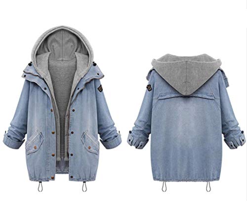 Sttech1 Women Winter Warm Collar Hooded Denim Trench Coat Jacket Parka Outwear M-4XL