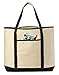 Handy Laundry Canvas Tote Beach Bag - Large Bags with Shoulder Straps, Strong Enough to Carry Beach Gear and Wet Towels. Front Pocket, Inside Zippered Pocket. (Black)