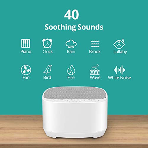 Magicteam Sleep Sound White Noise Machine with 40 Natural Soothing Sounds and Memory Function 32 Levels of Volume Powered by AC or USB and Sleep Timer Sound Therapy for Baby Kids Adults