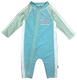 SwimZip Little Girl Long Sleeve Sunsuit with UPF 50 Sun Protection,Beachy Bum,6-12 Month