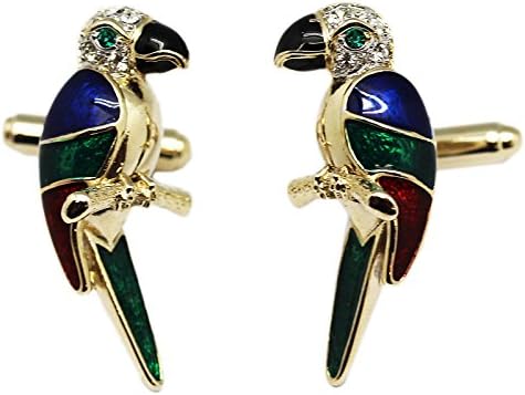 Colorful Silver Parrot Cufflink (One Pair)