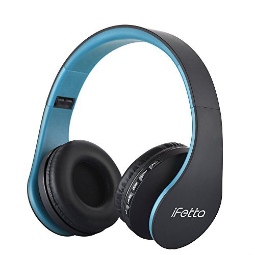 Fetta Wired On Ear Headphones with 3.5mm Audio Cable Wireless Stereo Bluetooth Headphones with Mic Protable Headsets Earphones for Smartphones,PC,Laptop,MP3 Player and More (Blue)