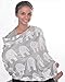 MoM-me Nursing Cover, Multi use for Baby Car Seat Cover, Breastfeeding, Canopy, Stroller and Infant Pillow Wrap or Cover Ups. for Boys and Girls. Grey/White Elephant Design