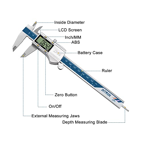 Digital Calipers, DITRON Electronic Caliper 6 inch IP54 Waterproof