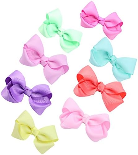 FIRSTMEET Baby Girl Hair Bow 8 Color Barrettes Clips for Newborn Infants Toddlers Photograph