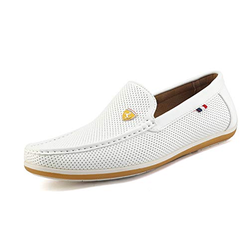 Bruno Marc Men's BUSH-02 White Driving Loafers Moccasins Shoes