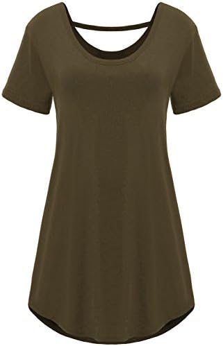TTI Womens Round Neck Irregular Hem Cotton Top Tee (X-Large, ArmyGreen)
