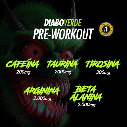 Pré Treino Pre Workout DIABO VERDE Pote 150g Sabor Maçã Verde FTW - Suplemento Com Cafeína, Aminoácidos Beta‑Alanina e Arginina para Treinos e Atividades Físicas