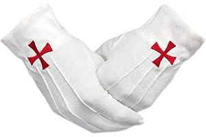 Masonic Order of the Red Cross Symbol Cotton White Gloves Knights Templar