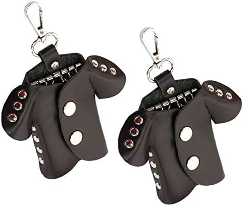 SNDIA 2 Pack PU Leather Key Holder Case Keychains Pouch Car Wallet 6 Key Holder with Snap Closure
