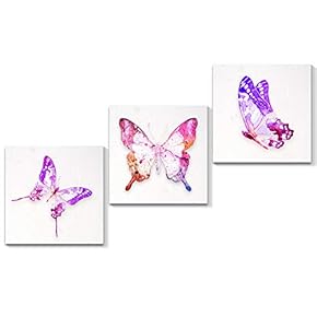 3 Panel Canvas Wall Art Beautiful Butterfly Pictures Home Wall Decorations for Bedroom Living Room Paintings Canvas Prints Framed - 12"x12"x3 Panels