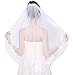 Deceny CB Wedding Veil Lace White Bridal Veil with Rhinestones 1 Tier