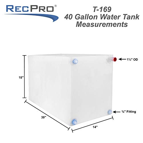 RecPro RV Water Tank Gray Water Tank RV Fresh Water Tank Camper Trailer (40 Gallon