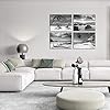 Nachic Wall Black and White Beach Wall Art 4 Piece Sea Sunrise Palm Tree Landscape Picture Painting on Canvas for Modern…
