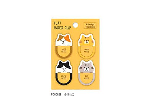 Pine Book Cat Frat Clip File Bookmarks Page Clip 4 Desin Pack of 16 Made in Japan