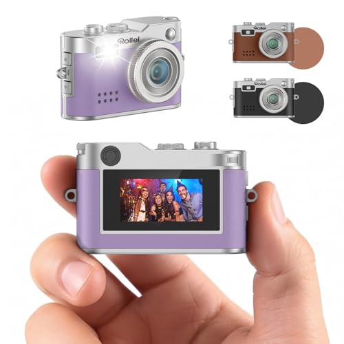 Rollei Digital Mini Camera Vintage Purple 1080P FHD Small Retro Digital Camera with 0.96 Inch Colour Screen 2MP Thumb Camera with Flash & Recording