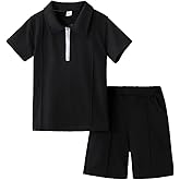 Yoxindax Boys Clothes 2-Piece Casual Street Style Turn-Down Collar Half Zip Kids 4-12 Years Teen Boys Summer Outfits