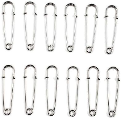 Wish you have a nice day 30pcs 3 Inch Heavy Duty Giant silver Safety Pins for Blankets, Skirts, Kilts, Knitted Fabric,Crafts (3inch, silver)