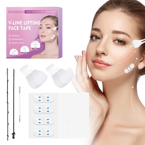 PLAYQUEEN Face Lift Tape for Women, 160PCS Invisible Lifting Tape 41qsQF8sRlL