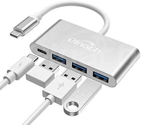 ELNATH USB-C Hub Adapter Type-C to USB 3 USB C to USB A Multiport Data Hub Converter with Charging Compatible for New MacBook with Thunderbolt 3 Chromebook Pixel Yoga 900 910 DELL XPS13 and More