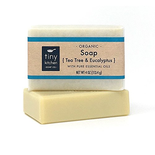 Tea Tree and Eucalyptus Natural Bar Soap - Handmade with Organic Base Oils and Pure Essential Oils