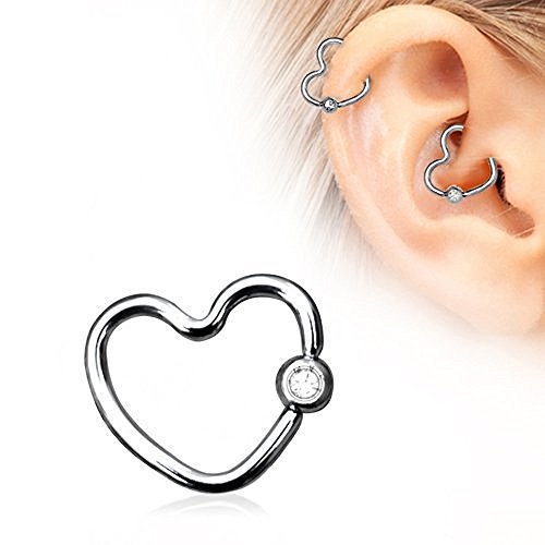 KULTPIERCING – Piercing-Ring / Klemmkugelring Herz – Helix bzw. Traguspiercing Silber Herzform ...