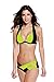 roswear Women's Padded Color Block Push Up Bikini Swimsuits Neon Yellow XXX-Large