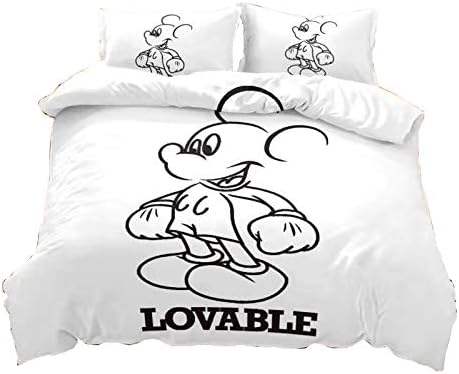 Limonedream Mickey Duvet Cover Sets,Cartoon Anime Star Mickey Mouse Pattern Quilt Cover with Pillowcases,Kids Boys Girls Bedroom Decor Bedding Sets,100% Polyester,no Comforter, Queen 3pcs