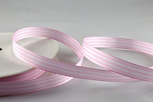 10mm Baby Pink Woven Pencil Striped Ribbon x 25 Metre Rolls!