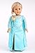 DreamWorld Collections - Snow Queen - Long Turquoise Dress with Sparkling Cape and Silver Shoes - Clothes Fits 18 Inch American Girl Doll (Doll Not Included)