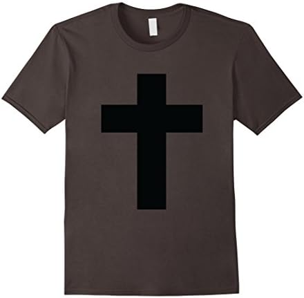 Mens Cross of Christ Jesus T-Shirt Large Asphalt