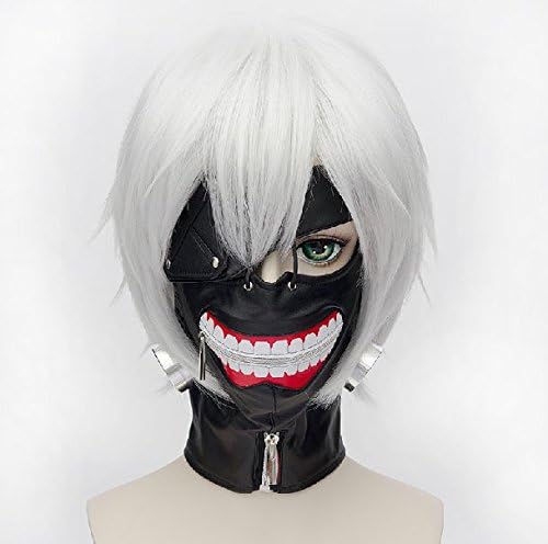 Japanese Anime Wig Tokyo Ghoul Kaneki Ken Cosplay Wig White Hair (Masks Are Not Included)