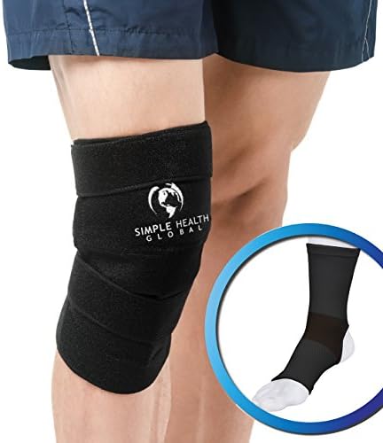Knee Support Sleeve Wrap by Simple Health, Adjustable Compression Brace for Magnetic Pain Relief with Neoprene Copper