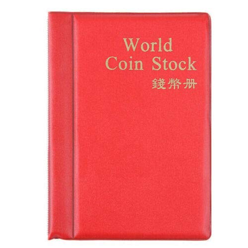 Vogueing Tool Penny Money Pockets, Coin Collectors Collecting 120 Coin Storage Coin Collect Album Book Holder(Red)