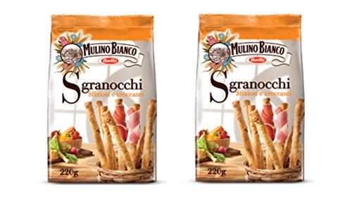 "Sgranocchi - Sfiziosi e Croccanti " Tasty and crispy breadsticks - 7.76 Oz (220g) Pack of 2 [ Italian Import ]