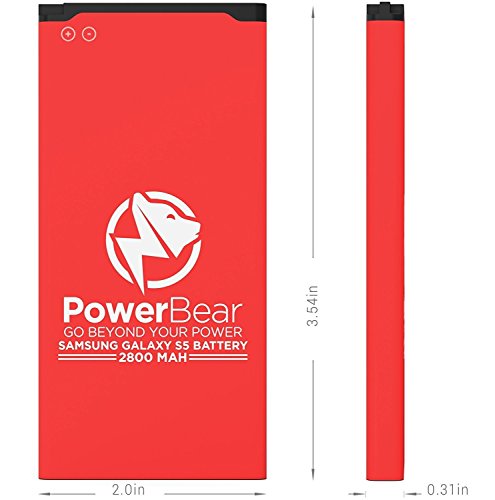 PowerBear Samsung Galaxy S5 Battery (2,800 mAh) Upgraded Spare Battery for The Galaxy S5 [I9600, G900F, G900V (Verizon), G900T (T-Mobile), G900A (AT&T)] Replacement Battery [24 Month Warranty] - Thumbnail 4