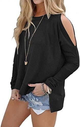 Women's Cold Shoulder Long Sleeve Sweatshirt High-Low Tops