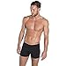 Speedo Men's Endurance+ Polyester Solid Square Leg Swimsuit for Men (Black/Lava Red, 34) by Yogi Sports
