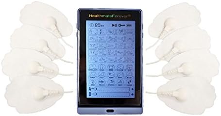 Healthmateforever 40 Modes 6" Touch Screen Electrotherapy Massager + 2 Pairs of Snap-On Electrode Pads for Pain Relief Personal Electric Impulse Device White