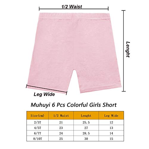 Muhuyi 6 Pcs Colorful Breathable Safety Dance Shorts Bike Short for Girls (8T/10T)