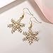 EVER FAITH Austrian Crystal Winter Party Snowflake Pierced Hook Dangle Earrings for Women Clear Gold-Plated-Base