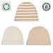 Niteo Organic Cotton Baby Caps, Luxuriously-Soft, All Natural, Dye-Free, 3-Pack, Solid/Stripes, 6M
