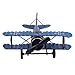 Vintage Airplane Model Metal Handicraft, Wrought Iron Aircraft Biplane, for Photo Props/Christmas/Home Decor/Ornament (Blue)
