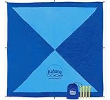 Kahuna 'Next Gen' Parachute Beach Blanket - Oversized XL Extra Large 8x8 Feet - The Biggest Sand Proof Beach Sheet Picnic Blanket Available - Portable, Lightweight, Quick-drying, With 12 Sand Pockets