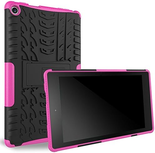 LKsung Armor Case For New Fire HD8 (2016 6th Generation),[Dual Layer] [Heavy Duty] Protective Kickstand Case For Amazon New Fire HD 8 inch Display Tablet (6th Generation 2016 Release Only) rose red