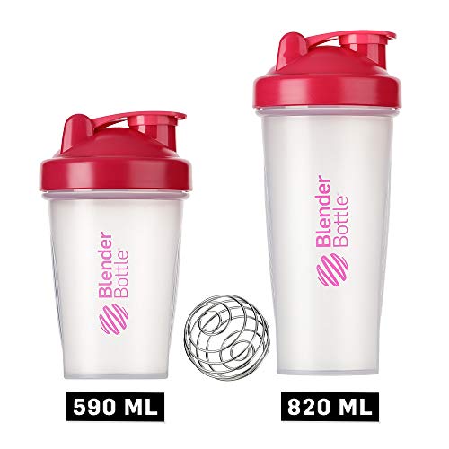 BlenderBottle Classic Shaker cup / Diet Shaker / Protein Shaker with Blenderball / 590ml - clear pink