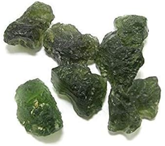Pooja Gems Moldavite by The Gram - Natural raw Rough- Tektite Pieces Natural Unheated Healing Gemstone from Czech Republic (8.44-Carats)