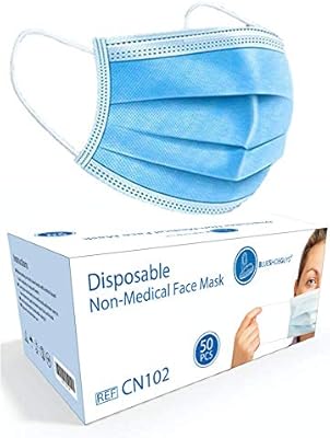 Download Blue Shoe Guys 100 Masks In 1 Box Disposable Earloop Face Mask Dental Surgical Medical Allergy PSD Mockup Templates