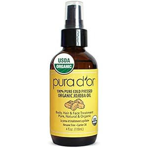 PURA D’OR Organic Golden Jojoba Oil (4oz / 118mL) USDA Certified Premium Grade 100% Pure Natural Moisturizer: Cold…
